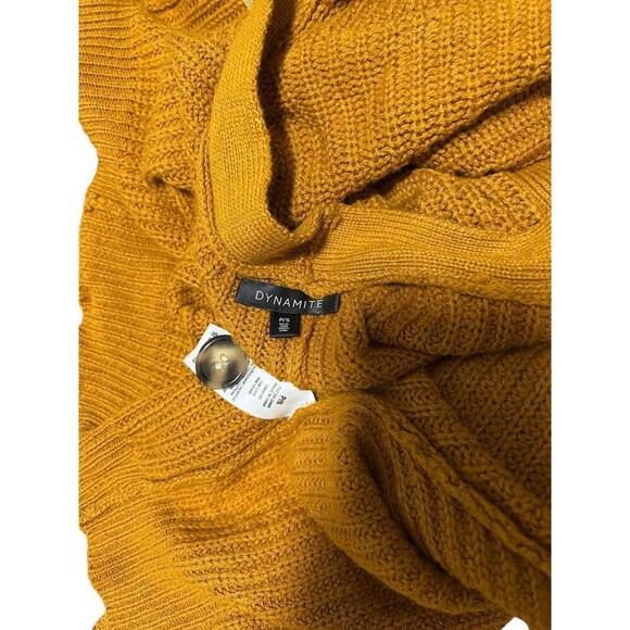 Dynamite Cropped Knit Cardigan in Mustard - Picture 3 of 4